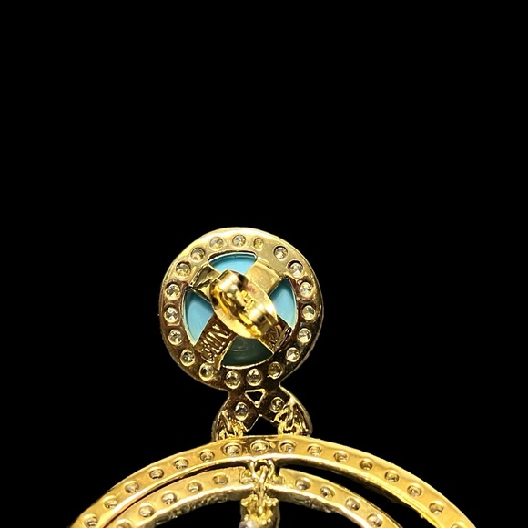 Joan Boyce Brass Gold Plated Imi Powder Blue Turquoise White Cz - Picture 5 of 6